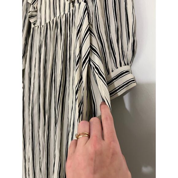 BAUM UND PFERDGARTEN Alona gathered striped crepon midi dress Sz 6 - Picture 9 of 13